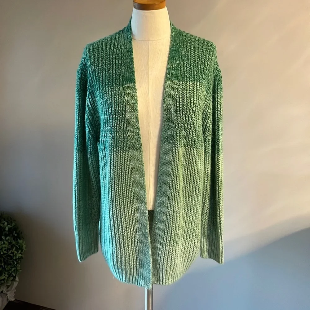BP women’s GREEN OMBRÉ cardigan sweater open front oversized small